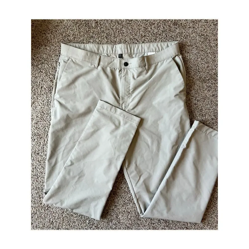 Men's Banana Republic Flat Front Pant, Summer Weight, 40x34, Tan, Slim, Stretch